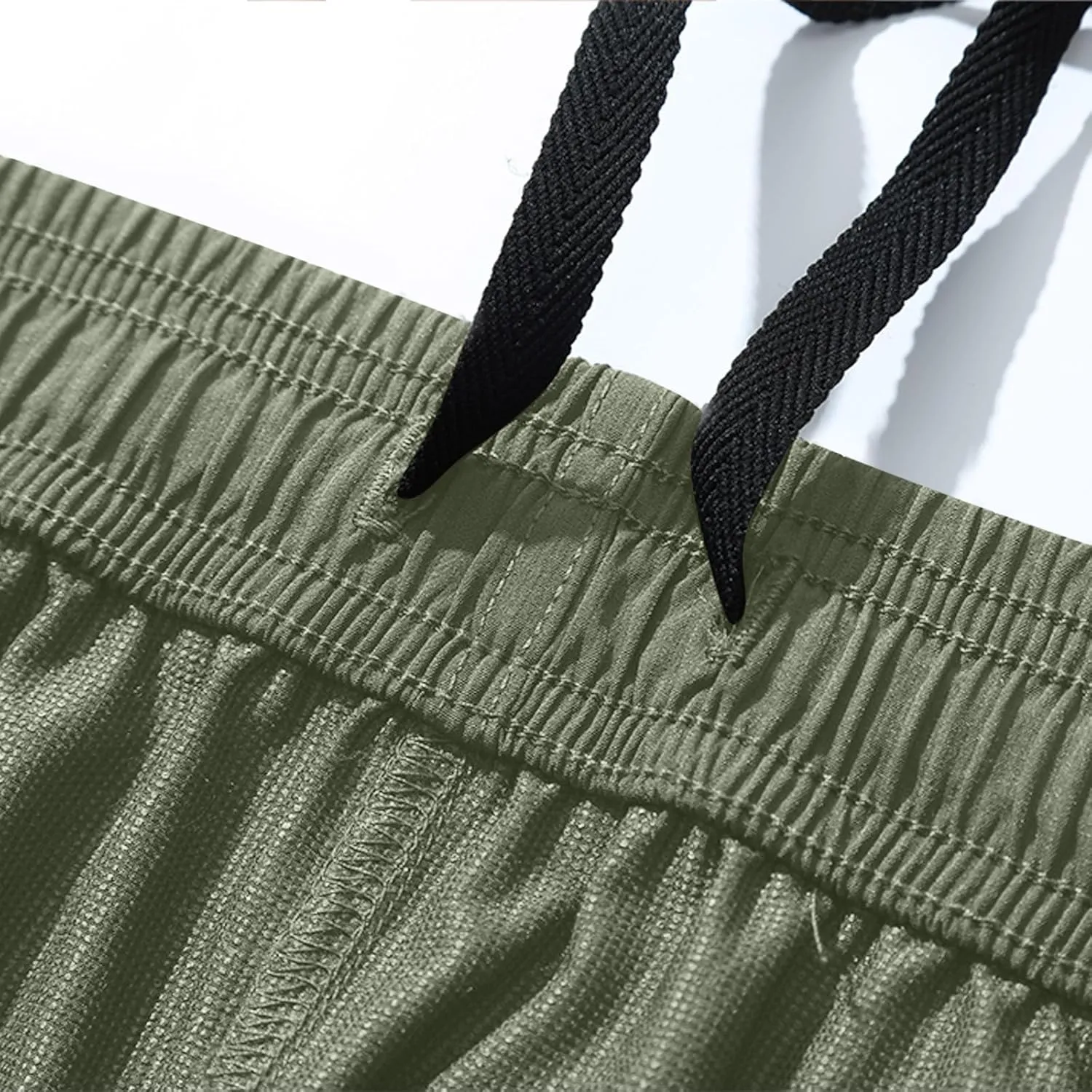 Mens Casual Joggers Pants Elastic Drawstring Tapered Cargo Hiking Pants Outdoor Track Sweatpants with Multi Pockets