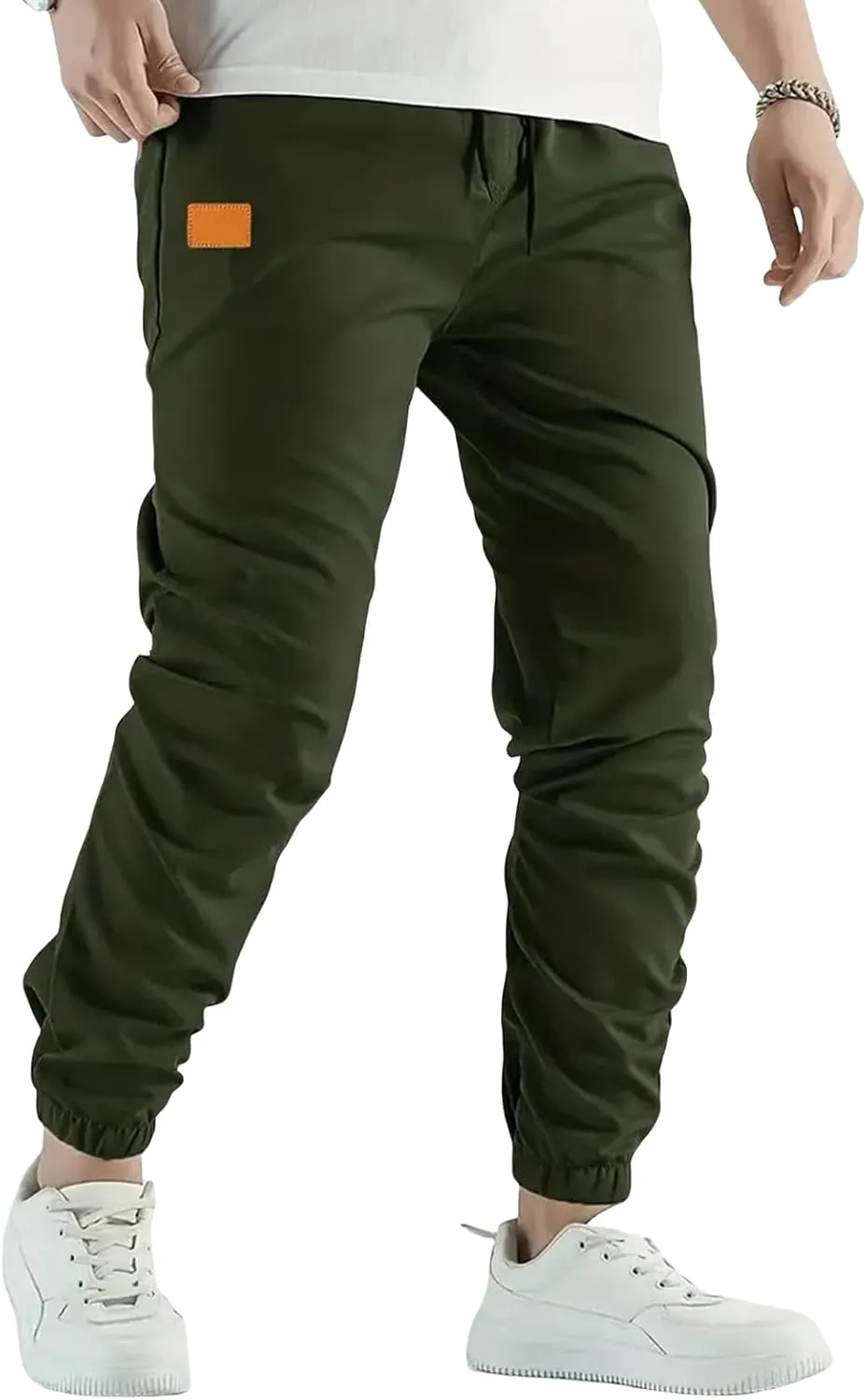 Men's Casual Pants Drawstring Cargo Joggers Comfy Track Pants Durable Twill for Hiking & Outdoor Excursions