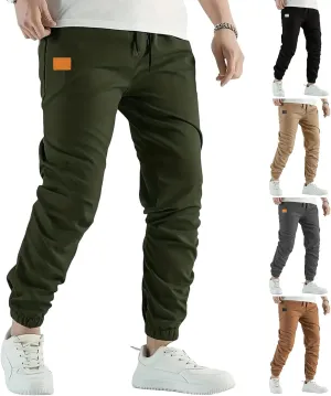 Men's Casual Pants Drawstring Cargo Joggers Comfy Track Pants Durable Twill for Hiking & Outdoor Excursions