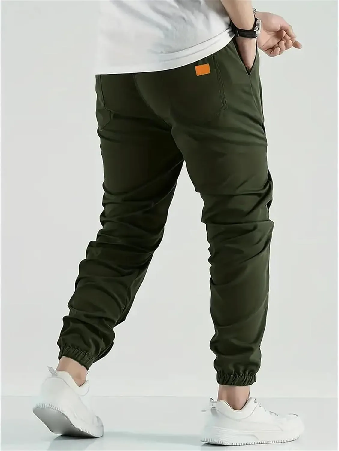 Men's Casual Pants Drawstring Cargo Joggers Comfy Track Pants Durable Twill for Hiking & Outdoor Excursions