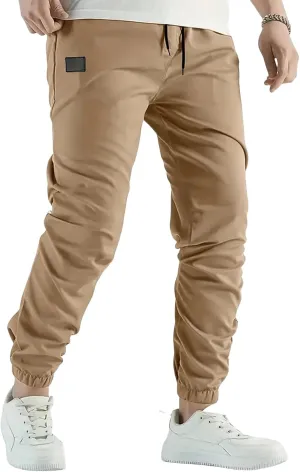 Men's Casual Pants Drawstring Cargo Joggers Comfy Track Pants Durable Twill for Hiking & Outdoor Excursions