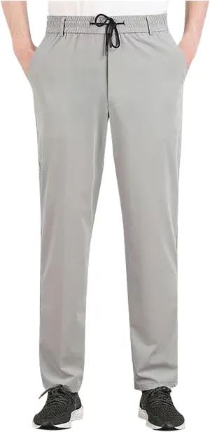 Men's Casual Thin Pants Light Outdoor Pants Stretch Dress Pant Solid Pocket Lace Up Trousers Leisure Business Pants