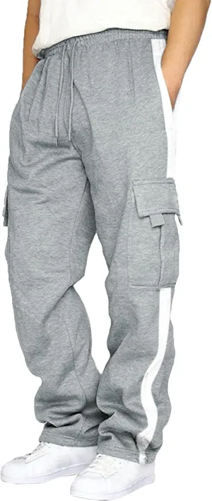 Mens Chinos Pants Slim Fit Male Color Block Sweatpants Tether Large Size Pant Loose Autumn And Winter Pants For