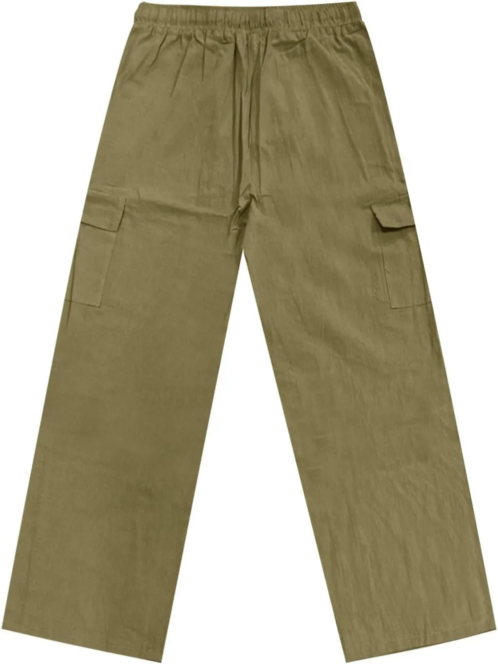 Men's Cotton Linen Cargo Pants Breathable Elastic Waist Drawstring Casual Loose Summer Beach Pants 2025