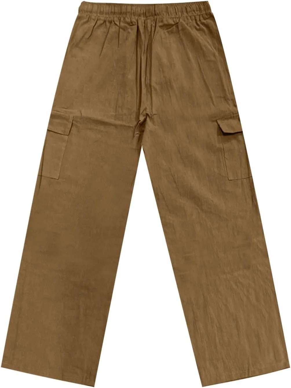 Men's Cotton Linen Cargo Pants Breathable Elastic Waist Drawstring Casual Loose Summer Beach Pants 2025