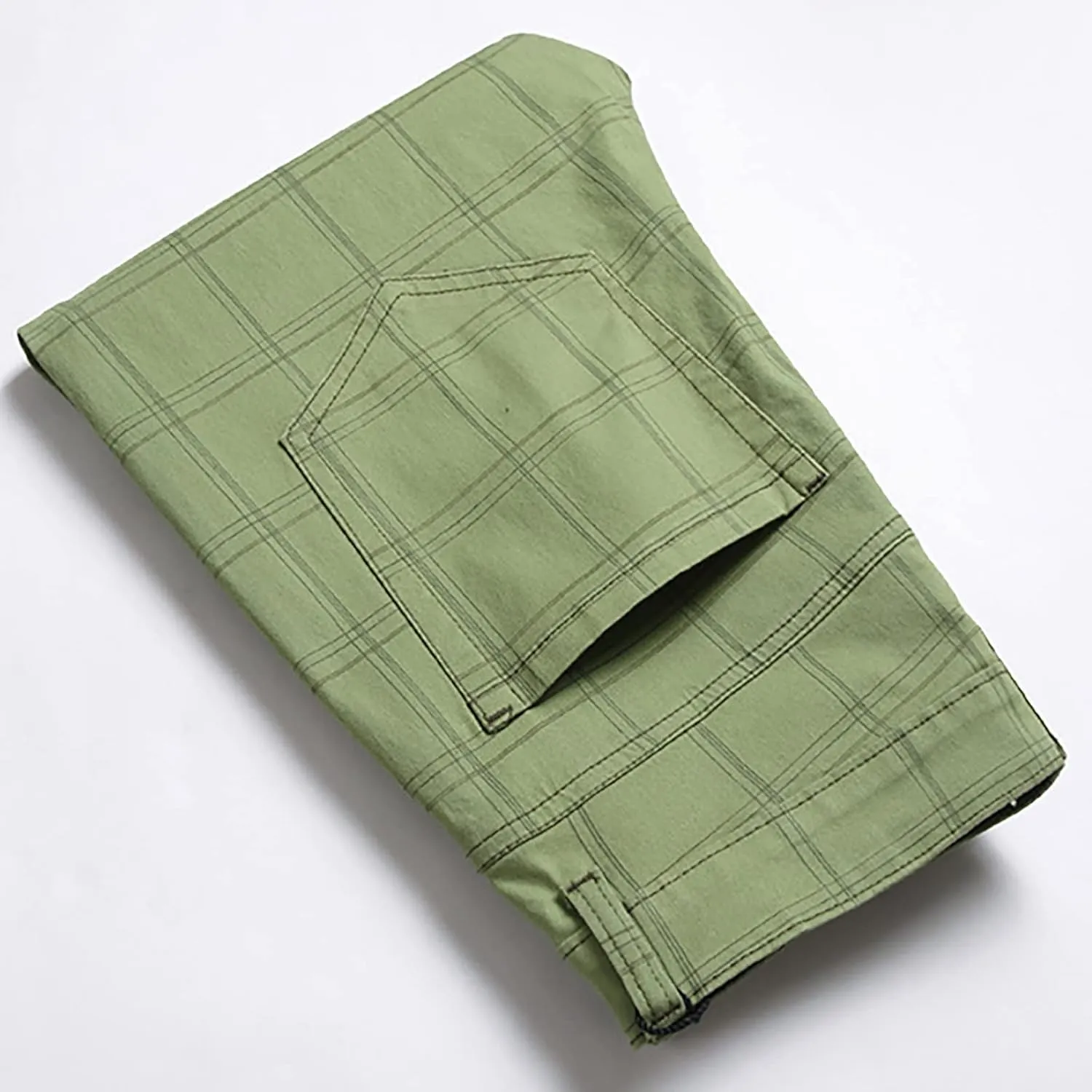 Mens Dress Pants Slim Fit Stretch Striped Plaid Denim Suit Pants Fashion Cotton Slacks Work Jean Straight Legs