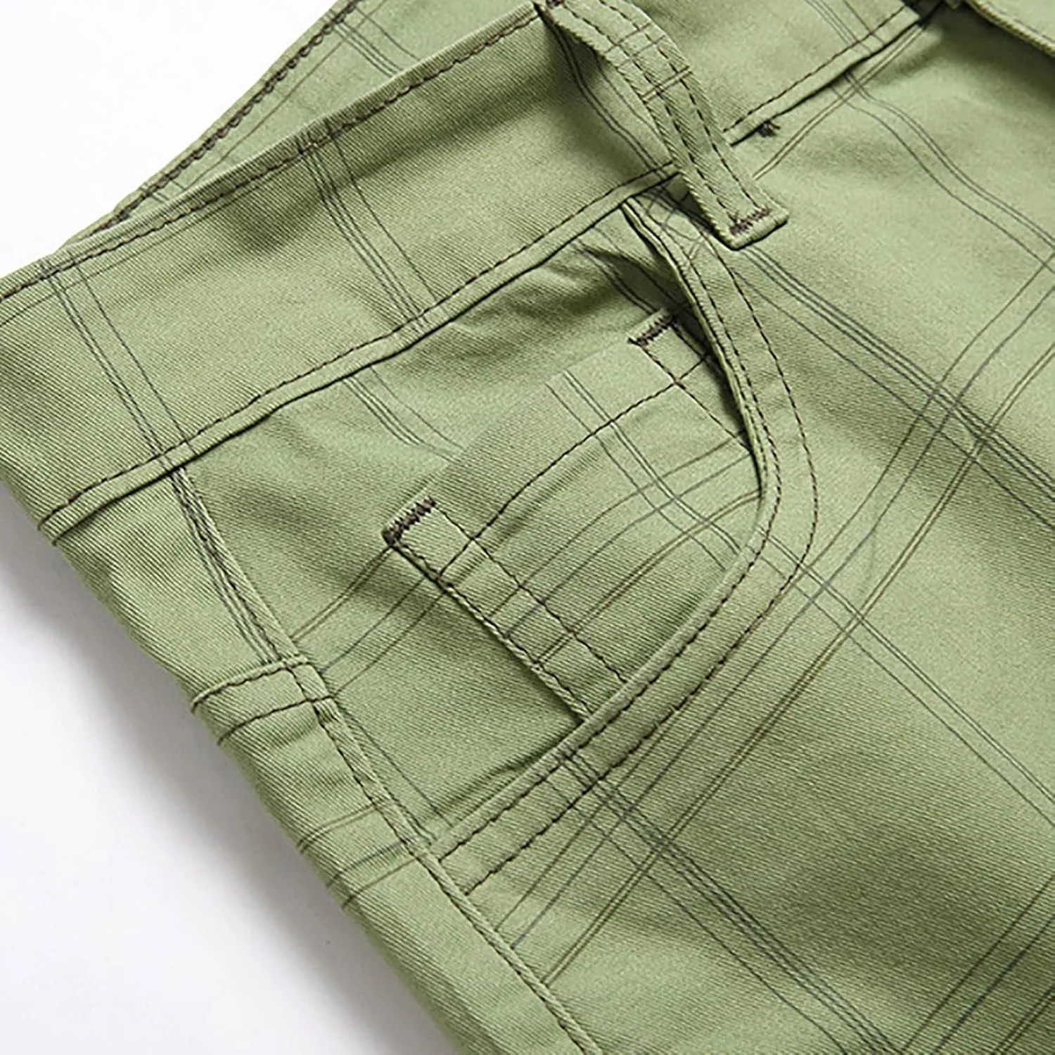 Mens Dress Pants Slim Fit Stretch Striped Plaid Denim Suit Pants Fashion Cotton Slacks Work Jean Straight Legs