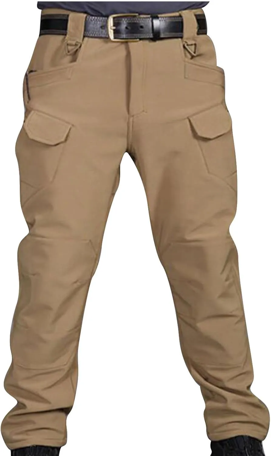 Mens Fleece Lined Tactical Hiking Pants Winter Warm Outdoor Multi Pockets Cargo Pants Army Training Combat Trousers