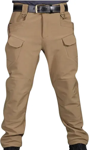 Mens Fleece Lined Tactical Hiking Pants Winter Warm Outdoor Multi Pockets Cargo Pants Army Training Combat Trousers