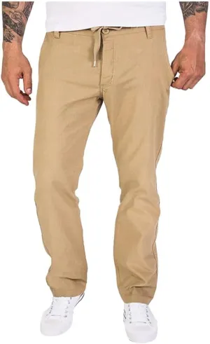 Men's Solid Color Linen Outdoor Pants Loose Casual Drawstring Long Leg Pants 2025