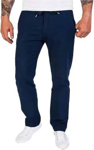 Men's Solid Color Linen Outdoor Pants Loose Casual Drawstring Long Leg Pants 2025