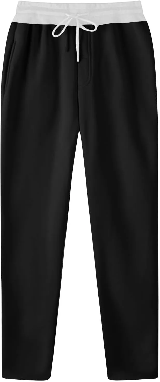 Men's Straight Sweater Pants Color Matching Waist Casual Sports Polyester Casual Pants Sweater Pants