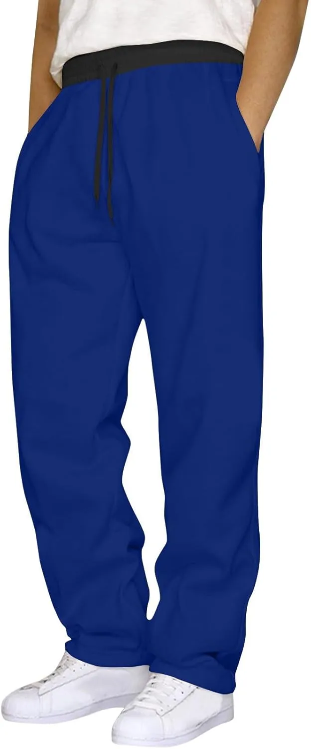 Men's Straight Sweater Pants Color Matching Waist Casual Sports Polyester Casual Pants Sweater Pants