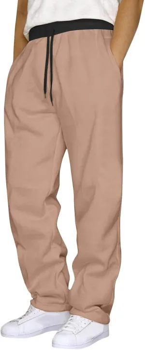 Men's Straight Sweater Pants Color Matching Waist Casual Sports Polyester Casual Pants Sweater Pants