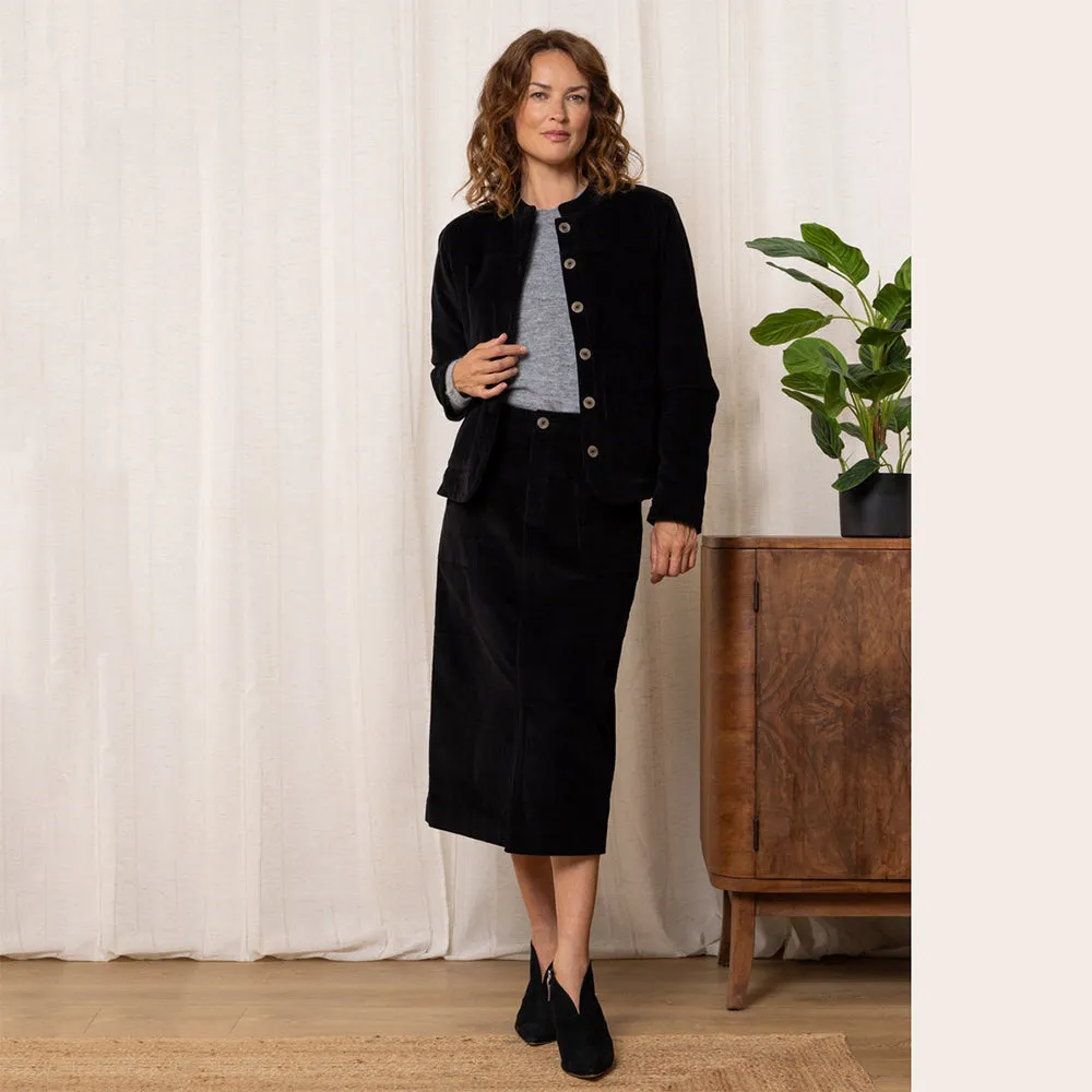 Penrose Black Midi Cord Skirt