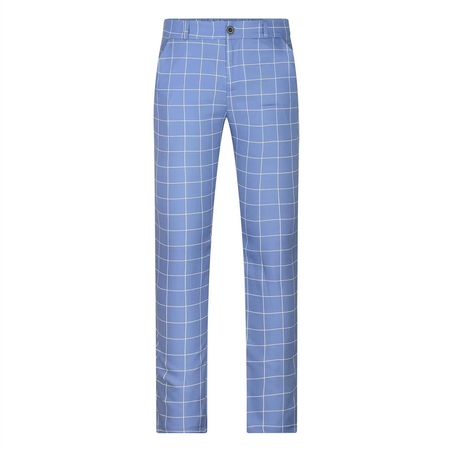 Plaid Pinstripe Suit Pants for Mens Slim Fit Dress Pants Chinos Stretch Flat-Front Skinny Business Pencil Long Pants