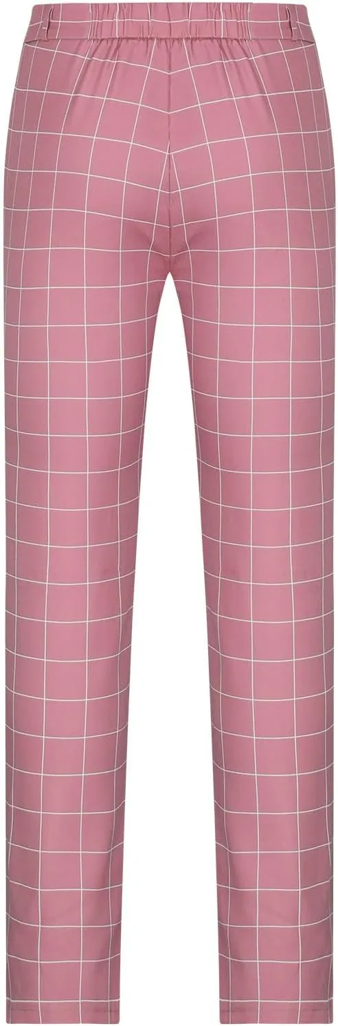 Plaid Pinstripe Suit Pants for Mens Slim Fit Dress Pants Chinos Stretch Flat-Front Skinny Business Pencil Long Pants