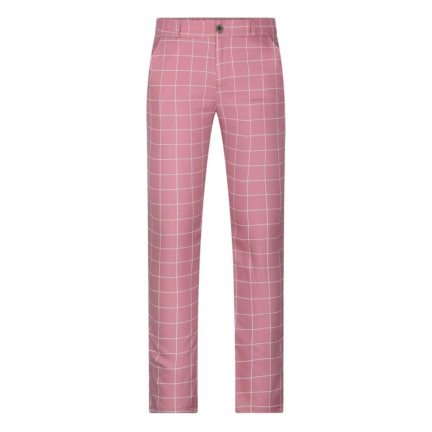 Plaid Pinstripe Suit Pants for Mens Slim Fit Dress Pants Chinos Stretch Flat-Front Skinny Business Pencil Long Pants