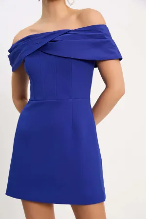 Re1146 Rebecca Vallance Cobalt Mini Dress