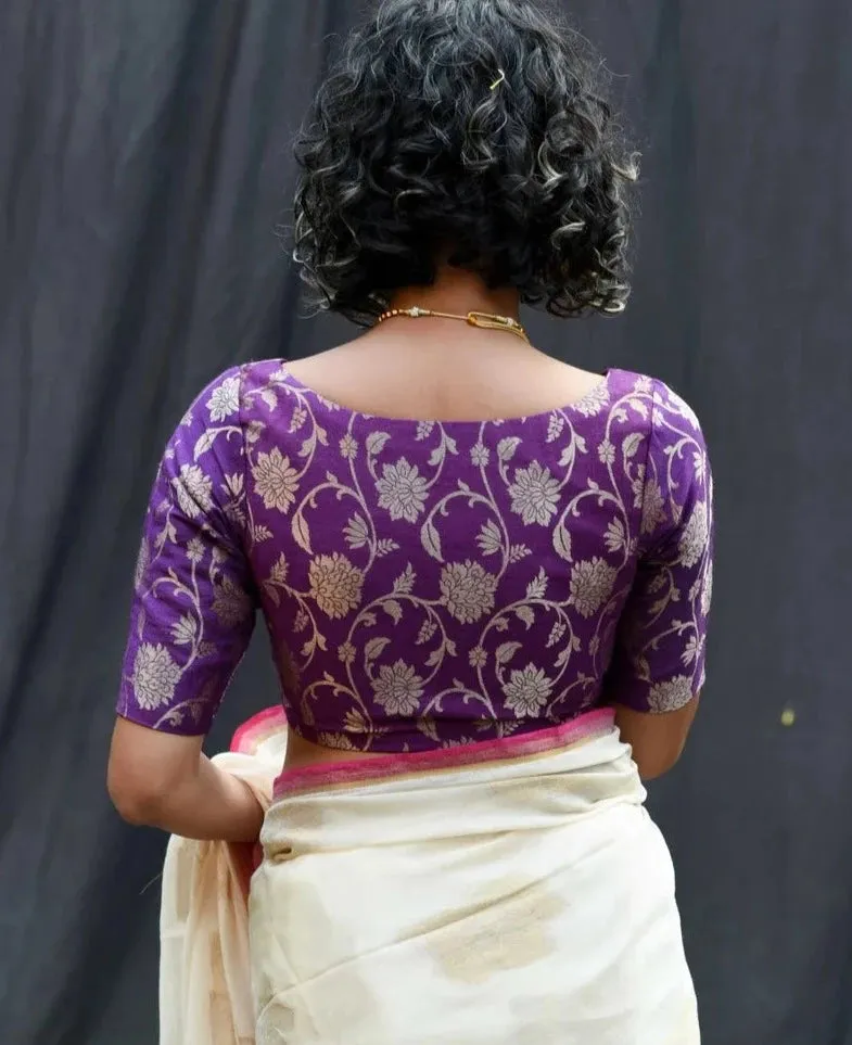 Readymade Brilliant Purple V-Neck Design Silk Blouse