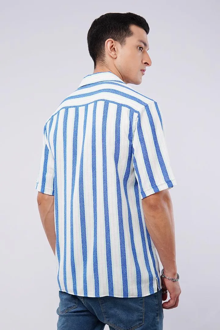 Striped Cuban Shirt - Blue & White