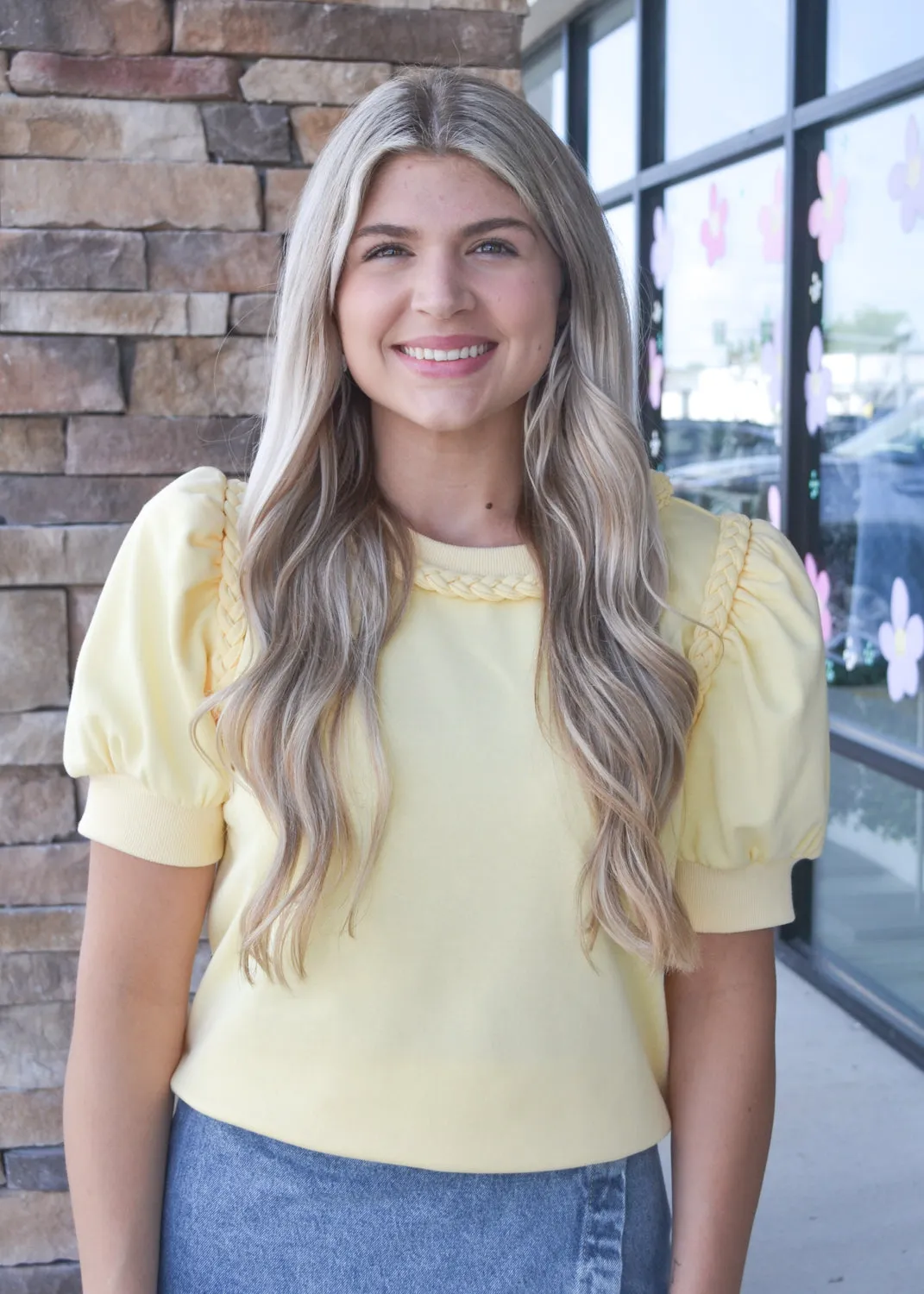 Sweet Braided Puff Sleeve Top