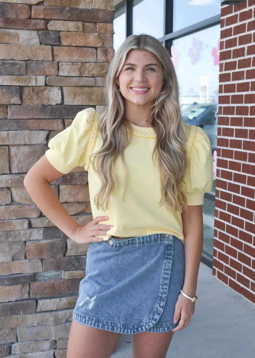 Sweet Braided Puff Sleeve Top