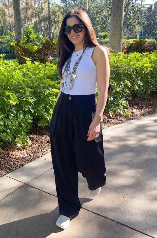 Tailored Wide Leg Cargo Pants