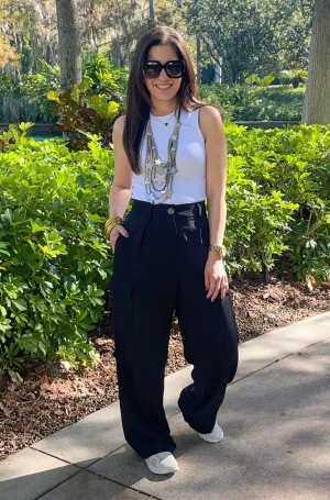 Tailored Wide Leg Cargo Pants