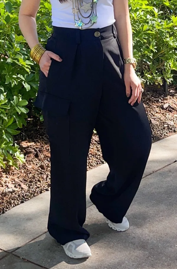 Tailored Wide Leg Cargo Pants