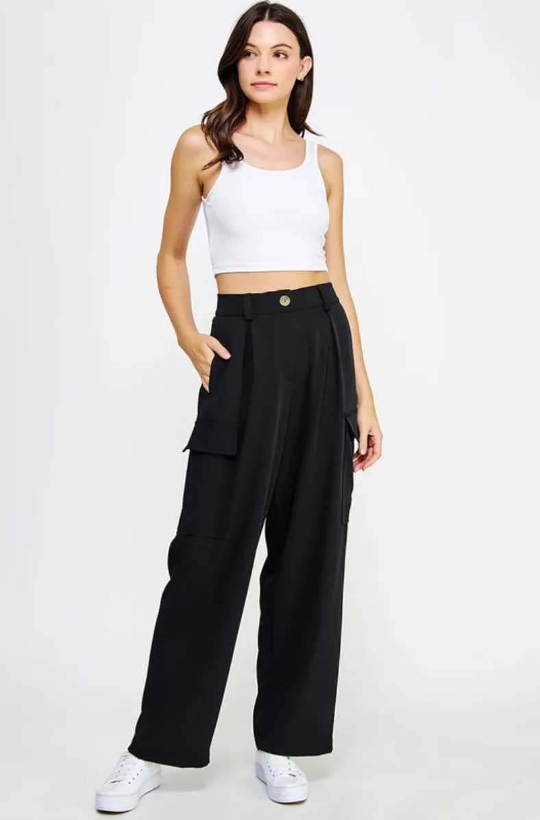 Tailored Wide Leg Cargo Pants