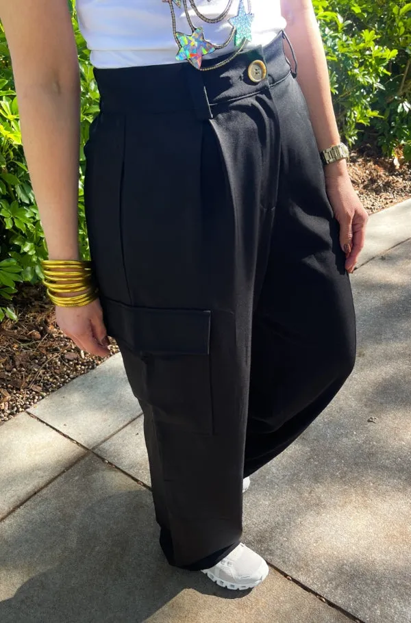 Tailored Wide Leg Cargo Pants