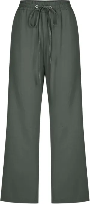 Women Cotton Linen Capris Pants Casual Summer 2025 Straight Wide Leg Loose Drawstring Elastic Waist Cropped Trouser