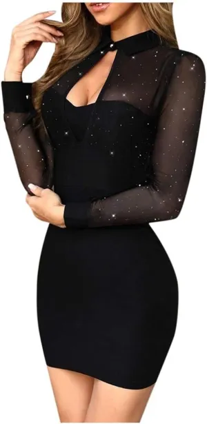 Women's Formal Business Dress Sexy Elegant Trendy Solid Color V-Neck Slim Bodycon Prom Party Cocktail Dresses, S-2XL