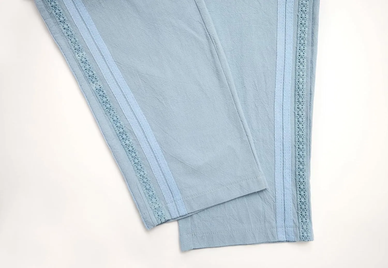 Womens Linen Pants Summer Plus Size Casual Cotton Linen Pants Drawstring Elastic Waist Cropped Trouser with Pockets