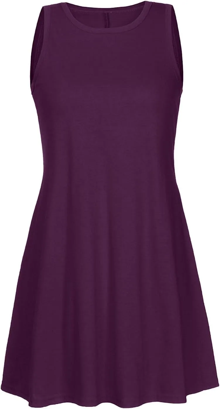 Women's Summer Dress Sleeveless Casual Mini Dresses with Pockets Loose Fit 2025 Short Dress Solid Sundress